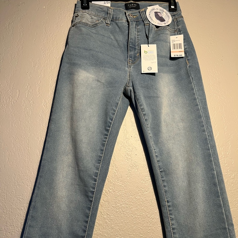 Curve Appeal Blue Skinny High-Waisted Jeans SZ 2 Tummy Tucking Straight Leg NWT - Picture 6 of 16